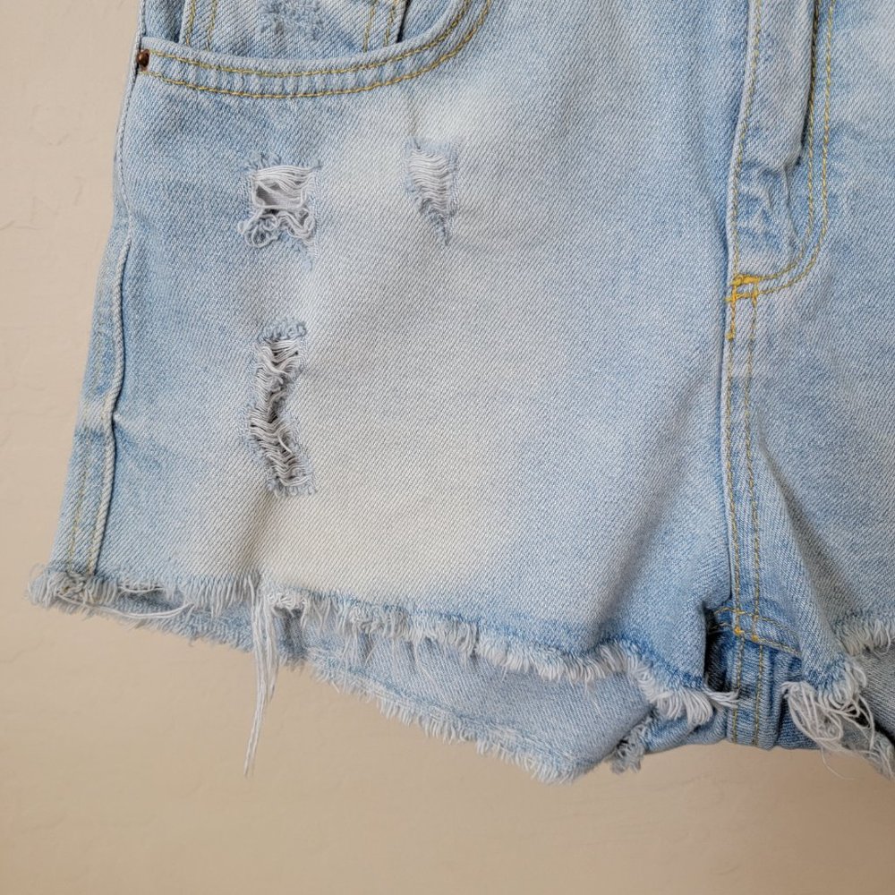 Zara Basic Z1975 Frayed Cutoff Distressed High Rise Denim Jean Shorts - Picture 4 of 13